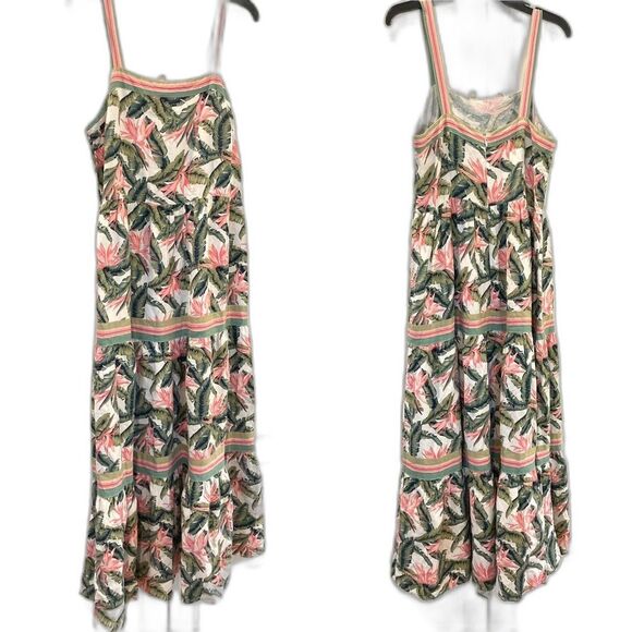Loft Ann Taylor bird of Paradise Coastal Linen Petal Pink Tiered Maxi Dress - Picture 3 of 10